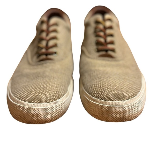Polo Ralph Lauren Vaughn Size 10 D Tan Burlap & Suede Lace Up Low Top Sneaker - Picture 8 of 15